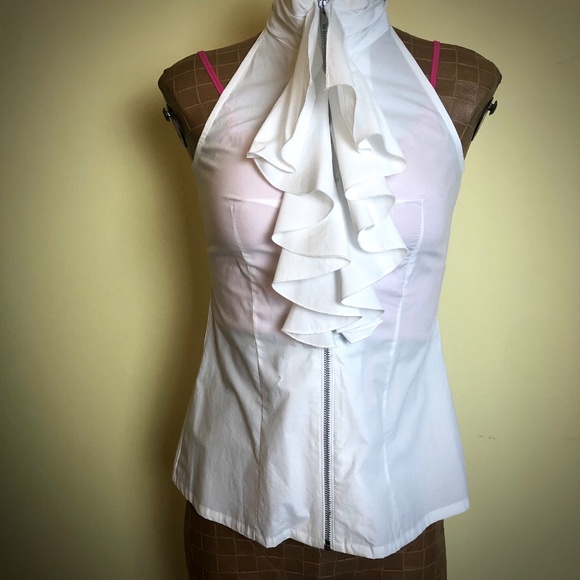 NWOT, Ruffled Sleeveless, Front Zippered Blouse by X:S Clothing - Picture 1 of 13
